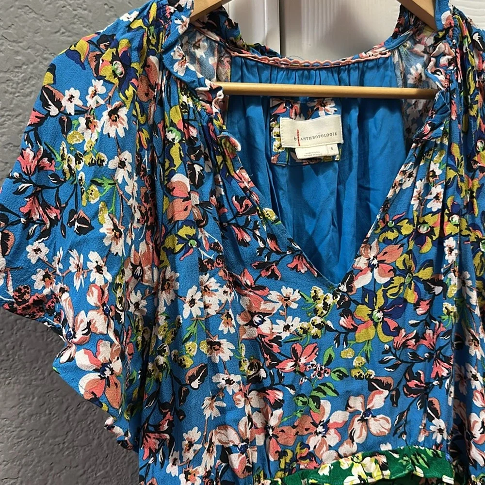 Anthropologie robin tiered multicolored floral dress size small - Picture 3 of 5